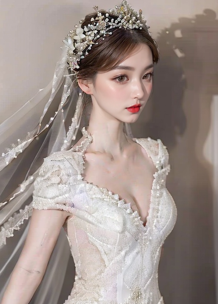 beautiful female bride,  long haircut, on Tensor.Art