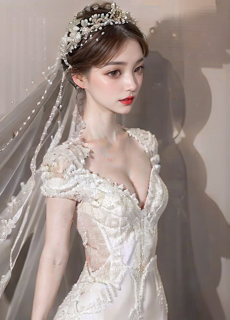 beautiful female bride,  long haircut, on Tensor.Art