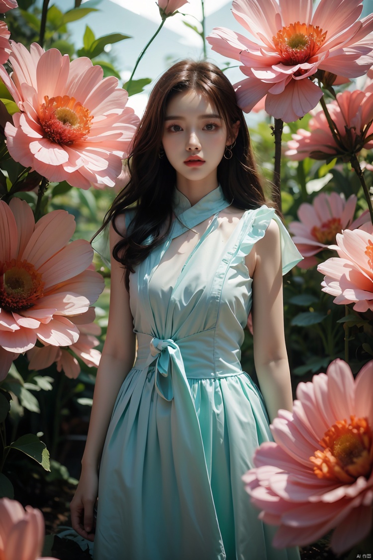 woman, flower dress, colorful, darl background,flower armor,green theme,exposure blend, medium shot, bokeh, (hdr:1.4), high contrast, (cinematic, teal and orange:0.85), (muted colors, dim colors, soothing tones:1.3), low saturation,<lora:EMS-269331-EMS:0.500000>,<lora:EMS-260325-EMS:0.300000>,<lora:EMS-267525-EMS:0.200000>