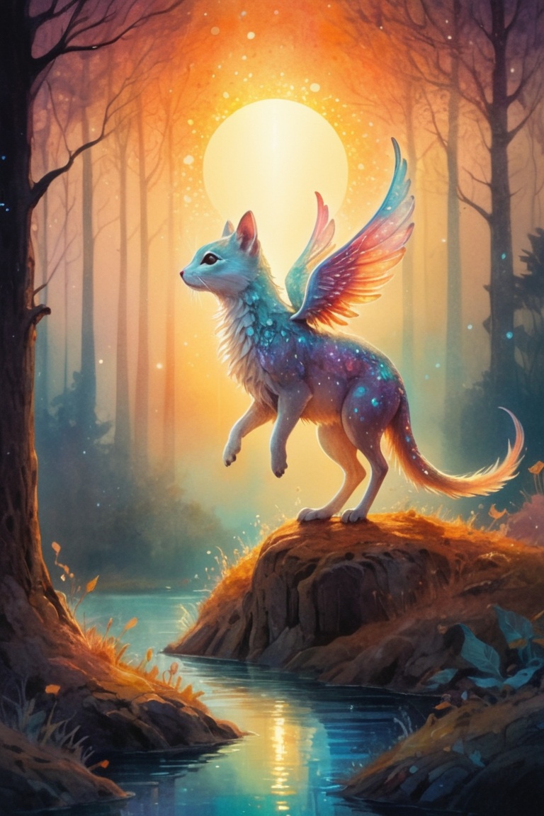 autumn, ink painting, acrylic, cute animal, sunrise, 2d, flat, cute, adorable, vintage, art, fairytale, storybook detailed illustration, cinematic, ultra highly detailed, tiny details, beautiful details, mystical, luminism, vibrant colors, complex background, stunning, energy, molecular, textures, iridescent and luminescent scales, breathtaking beauty, pure perfection, divine presence, unforgettable, impressive, breathtaking beauty, volumetric light, auras, rays, vivid colors reflects, magnificent, celestial, ethereal, epic, magical, dreamy, chiaroscuro, atmospheric lighting, 
