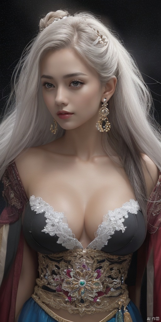  1girl,Han Chinese girls,Hanfu,chinese clothes,white themes,large breasts,jewelry, earrings,lips, makeup, portrait, eyeshadow, realistic, nose,{{best quality}}, {{masterpiece}}, {{ultra-detailed}}, {illustration}, {detailed light}, {an extremely delicate and beautiful}, a girl, {beautiful detailed eyes}, stars in the eyes, messy floating hair, colored inner hair, Starry sky adorns hair, depth of field, large breasts,cleavage,blurry, no humans, traditional media, gem, crystal, still life, Dance,movements, All the Colours of the Rainbow,zj,
simple background, shiny, blurry, no humans, depth of field, black background, gem, crystal, realistic, red gemstone, still life,
