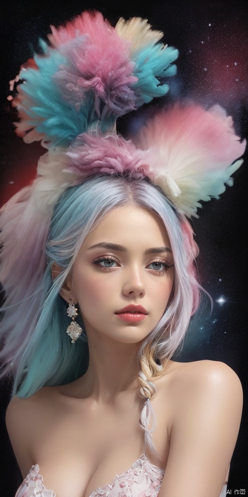  1girl,Naxi girls, Naxi costumes,Pink and white themes,large breasts,jewelry, earrings,lips, makeup, portrait, eyeshadow, realistic, nose,{{best quality}}, {{masterpiece}}, {{ultra-detailed}}, {illustration}, {detailed light}, {an extremely delicate and beautiful}, a girl, {beautiful detailed eyes}, stars in the eyes, messy floating hair, colored inner hair, Starry sky adorns hair, depth of field, large breasts,cleavage,blurry, no humans, traditional media, gem, crystal, still life, Dance,movements, All the Colours of the Rainbow,zj,
simple background, shiny, blurry, no humans, depth of field, black background, gem, crystal, realistic, red gemstone, still life,
