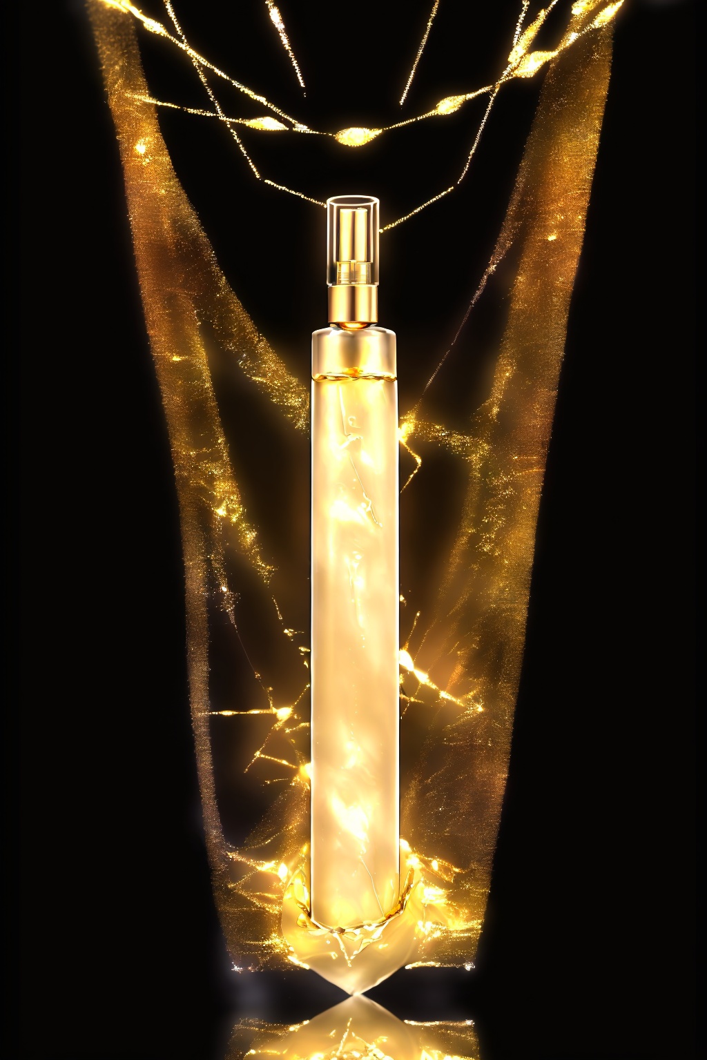 “Generate a description of a sleek,  cylindrical glass bottle for skincare products.” “Describe a transparent glass contai...