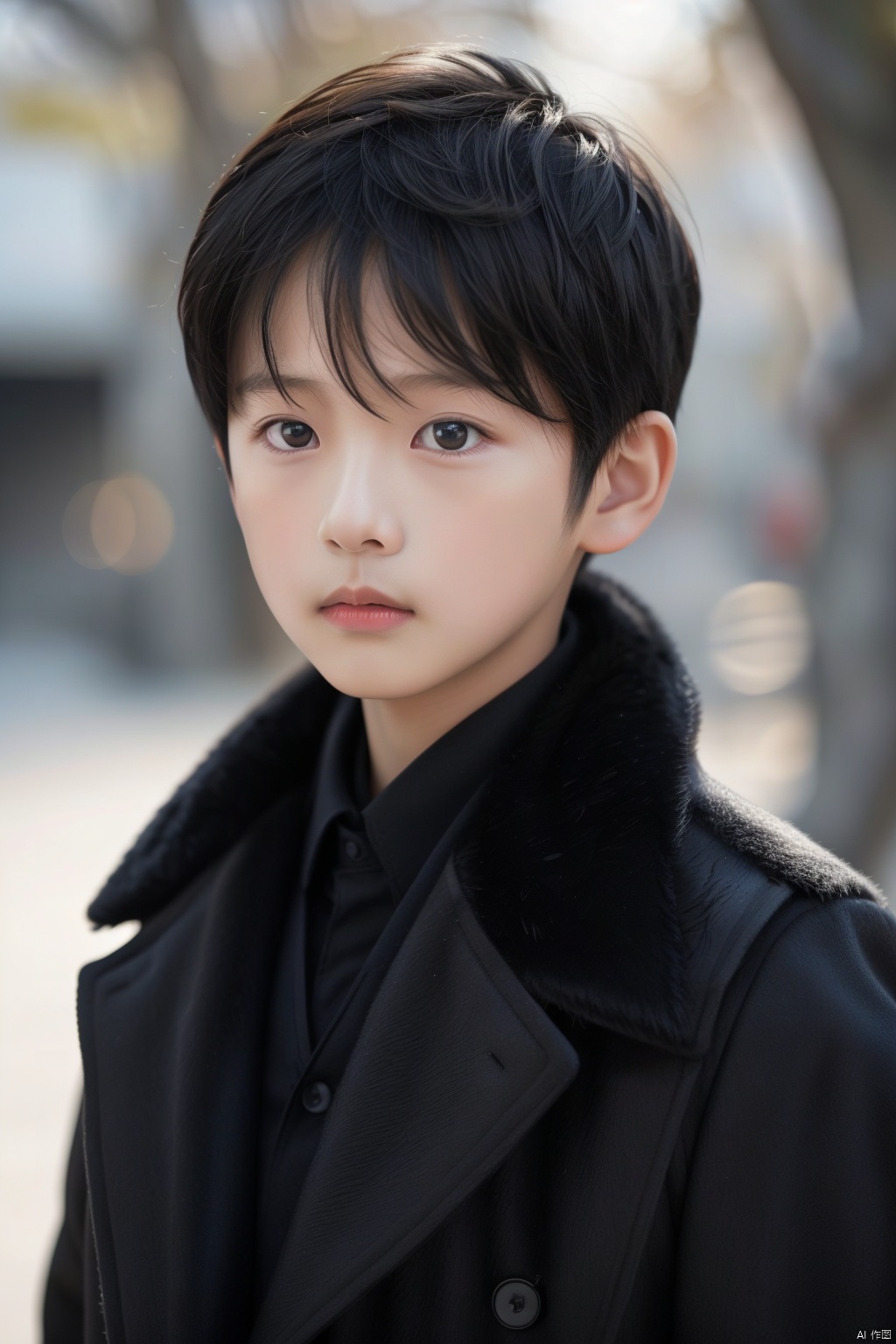 solo,  looking at viewer,  black hair by 蔚蓝Blue on Tensor.Art