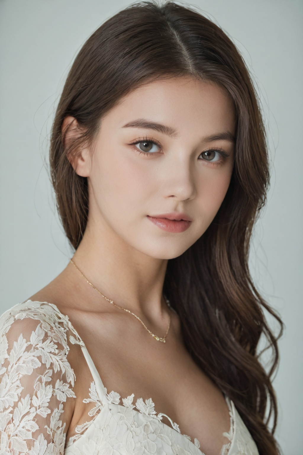 young woman,  wearing lace dress on Tensor.Art