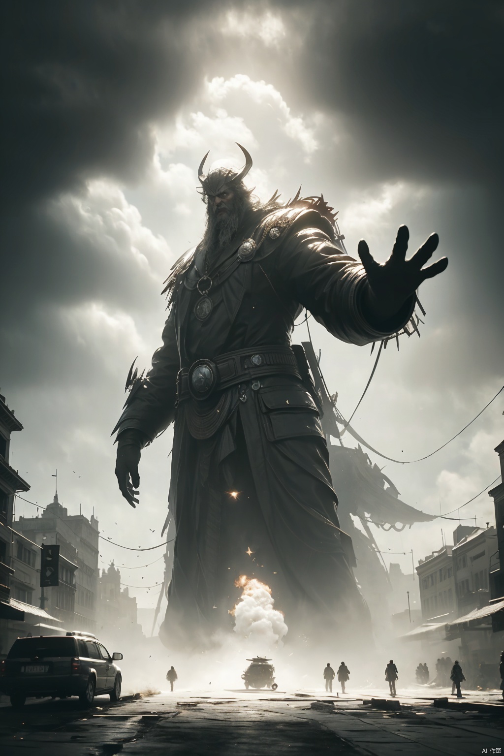  absurdres,absurdres,realistic,(full_shot:1.8), solo, , , Giant God Fear
