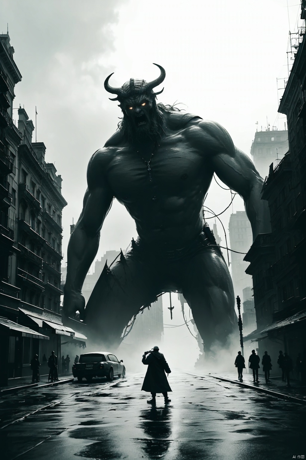  absurdres,absurdres,realistic,(full_shot:1.8), solo, , , Giant God Fear