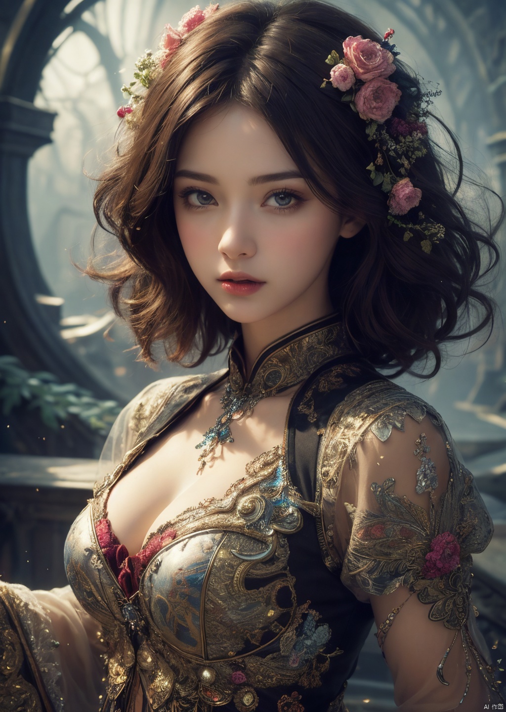  (masterpiece, top quality, best quality, official art, beautiful and aesthetic:1.2), (1girl), extreme detailed,(fractal art:1.3),colorful,highest detailed,Dreamy Atmosphere,Bright color,Complete clothes