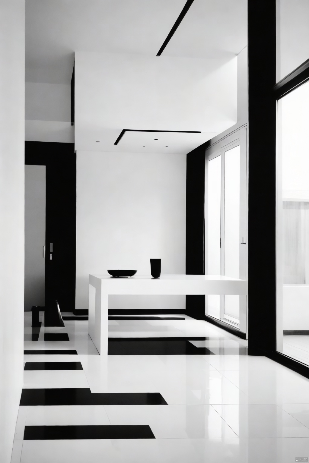  Black and white tones, minimalist and modern, with a sense of design, clean and white space, and a modern black and white style