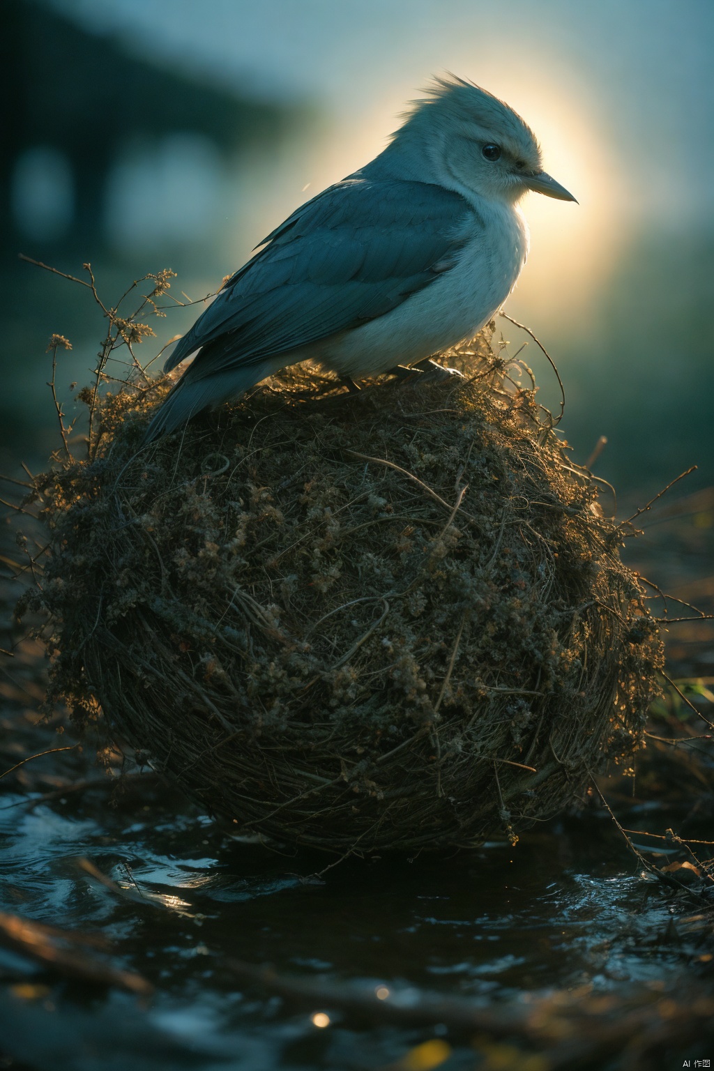  photograph, dynamic, F/14, Fujicolor Superia X-TRA 400, F/5, Long exposure, Dramatic spotlight, Realistic Bird's nest, it has ornate details, Beautifully Lit, Lomography Color 100, Motion blur