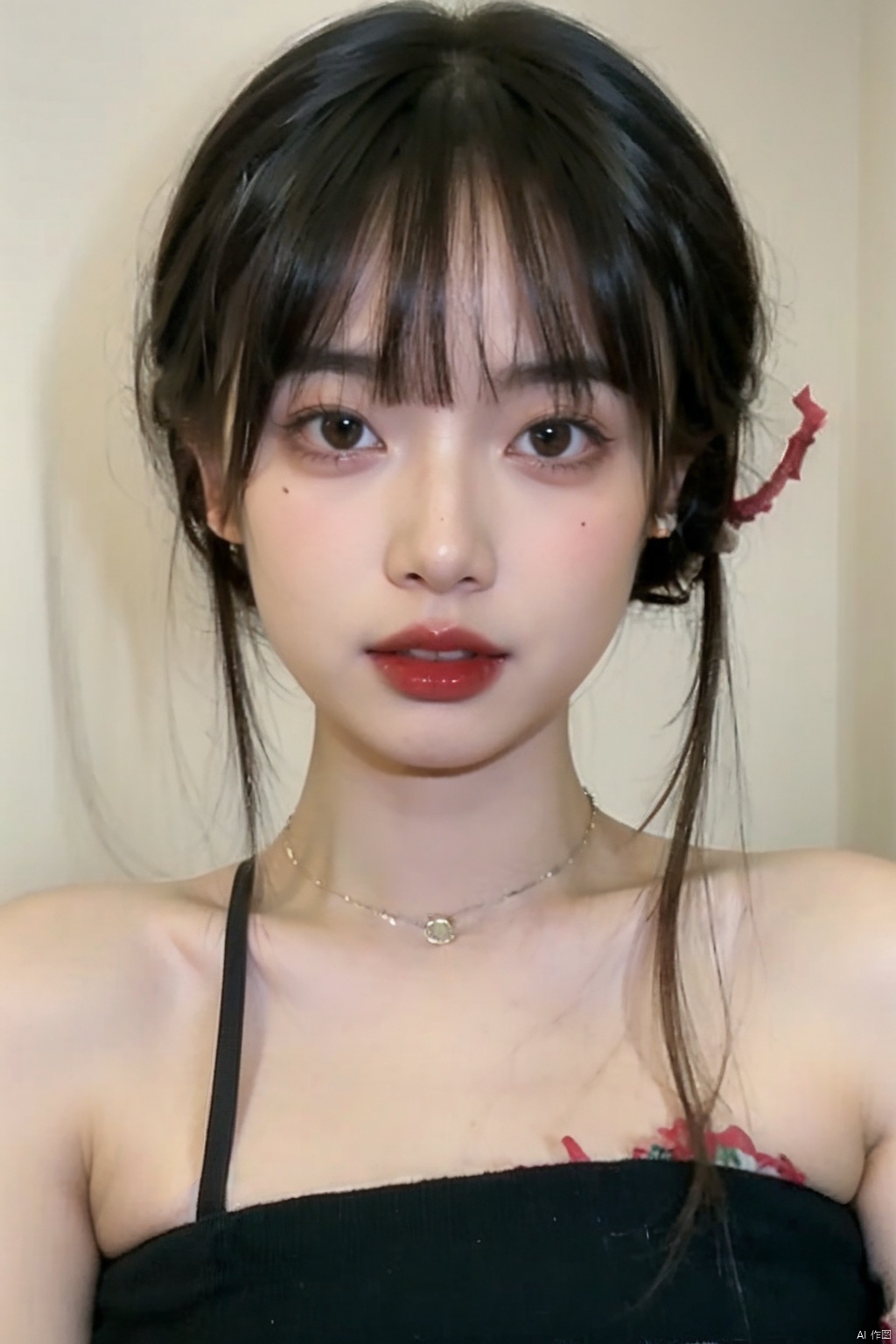 Masterpiece, Ultimate, nude，naked, silk, cocoon, spider web, Solo, Complex Details, Color Differences, Realistic, (Moderate Breath), Off Shoulder, Eightfold Goddess, Pink Long Hair, Red Headwear, Hair Above One Eye, Green Eyes, Earrings, Sharp Eyes, Perfect Fit, Choker, Dim Lights,cocoon,transparent,jiBeauty, (red Tight latex clothing), 1girl