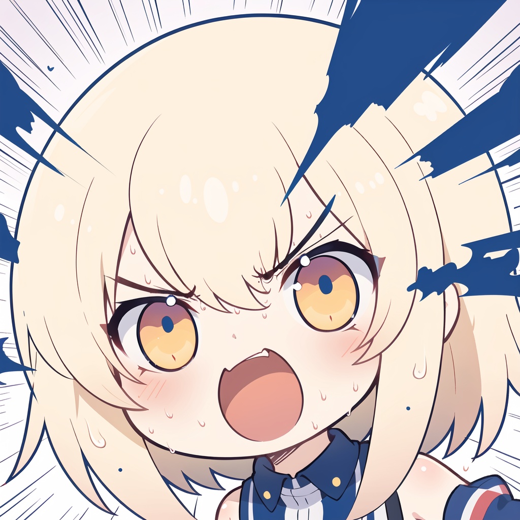 1girl,chibi,angry, glaring,explosion, speed lines, shaded face, sweat, close-up,  ,speak !!!<lora:Qtea_add_sugar-fp16:1>