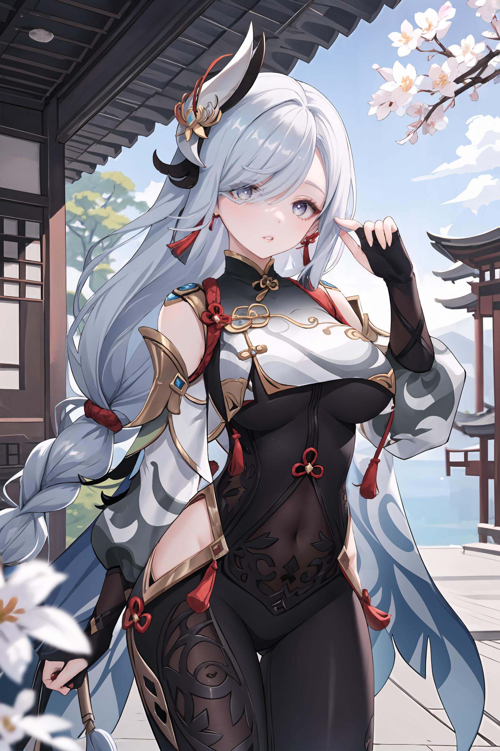 1girl,  shenhe \(genshin impact\),  solo on Tensor.Art