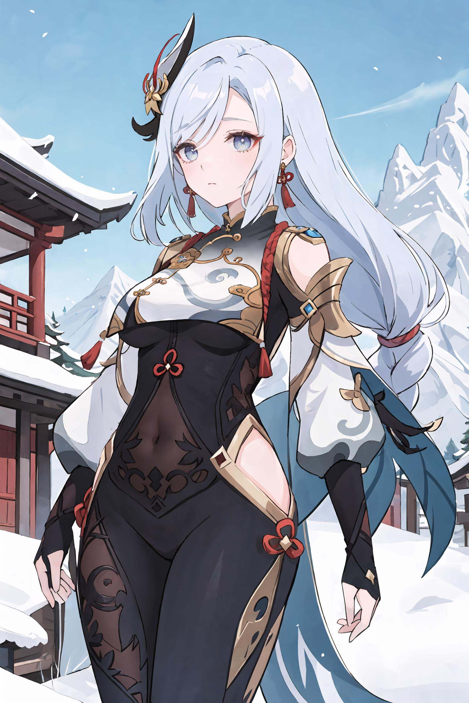 1girl,  shenhe \(genshin impact\),  solo on Tensor.Art