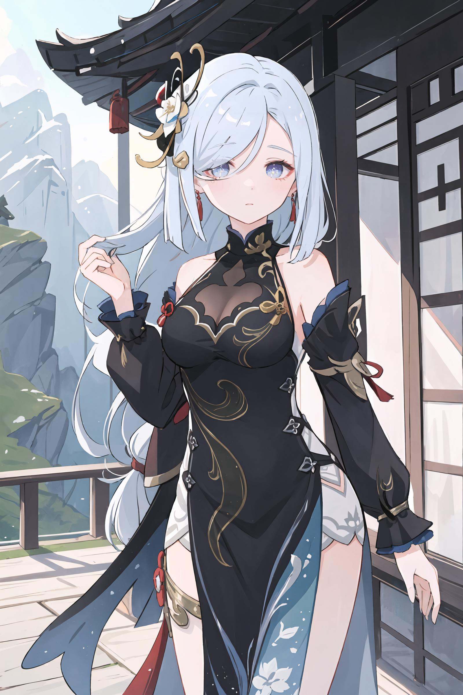 1girl,  shenhe \(frostflower dew\) \(genshin impact\),  solo on Tensor.Art