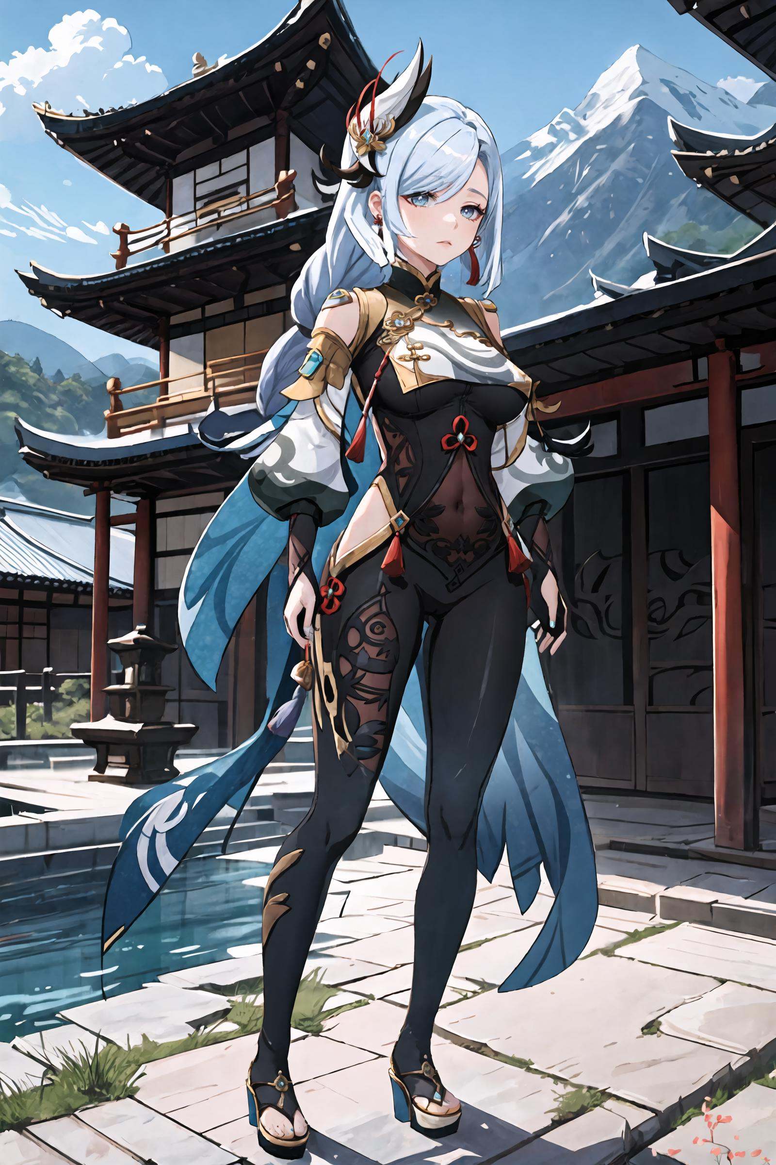1girl,  shenhe \(genshin impact\),  solo on Tensor.Art