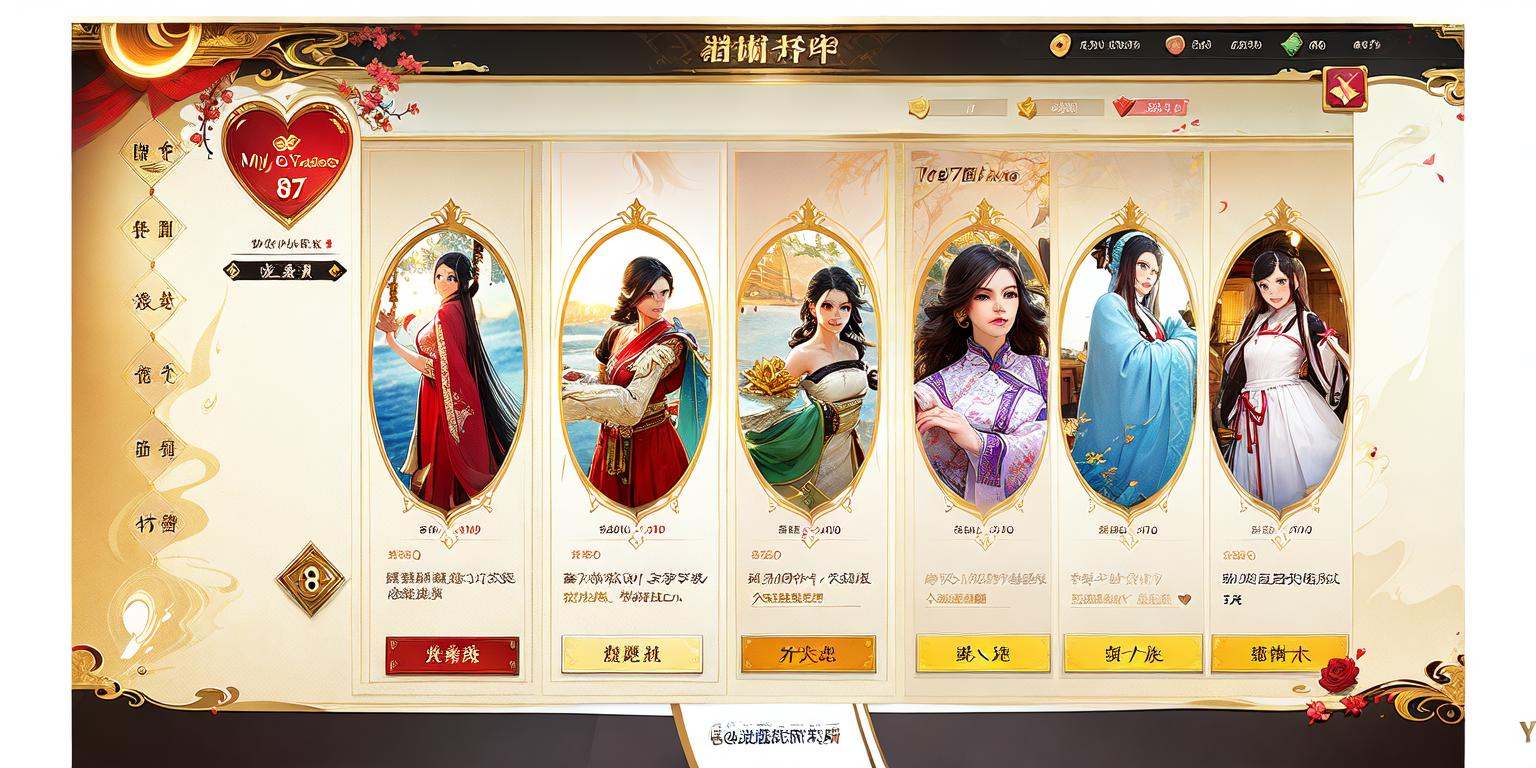 (masterpiece, top quality, best quality, official art, beautiful and aesthetic:1.2),(8k, best qa woman is standing in front of a screen with a menu on it that says 7 years of love, 1girl, solo, long_hair, black_hair, chinese_clothes, chinese_text