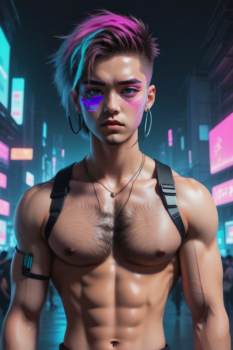 Genderless,  hairy,  pectoral_muscles on Tensor.Art