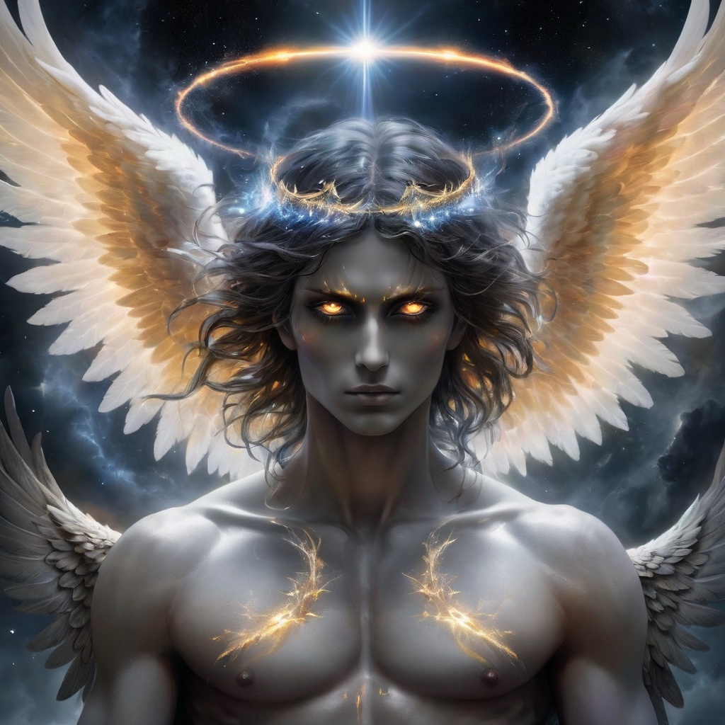 Generate hyper realistic image of the Angel of Death,  with their majestic wings,  glowing halo on Tensor.Art