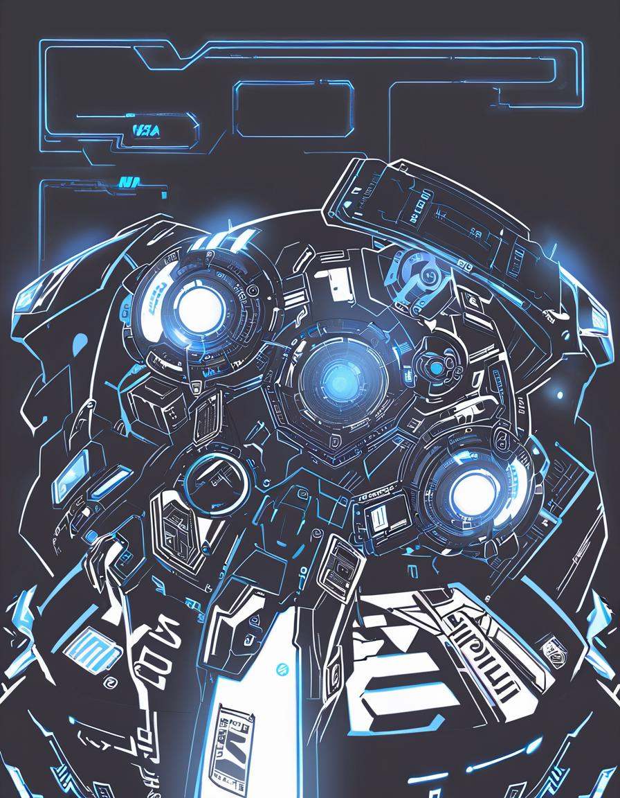 Techwear fashion blue theme,  monochrome,  glowing on Tensor.Art