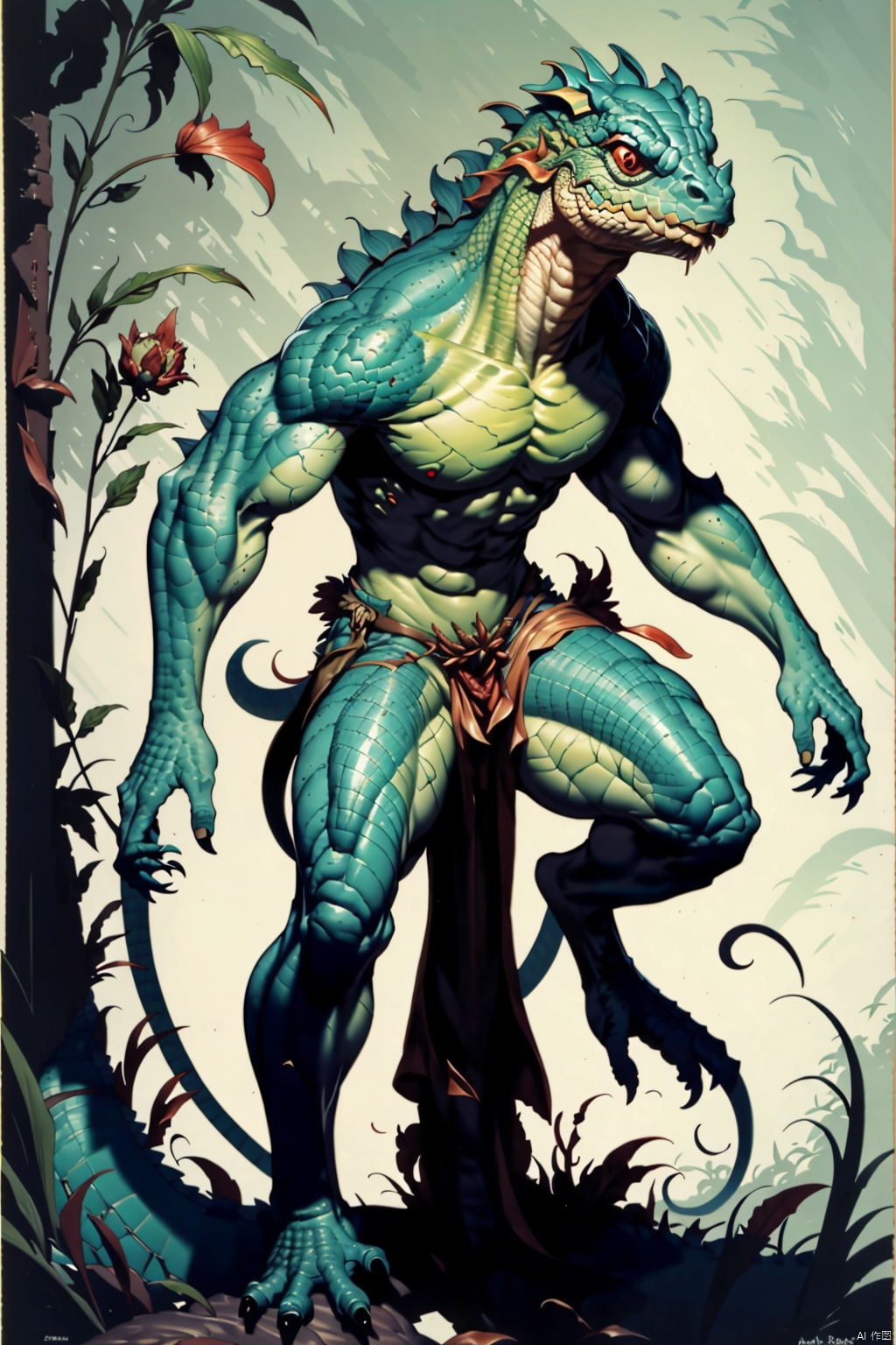  absurdres,absurdres,realistic,full_shot,, Lizard Man