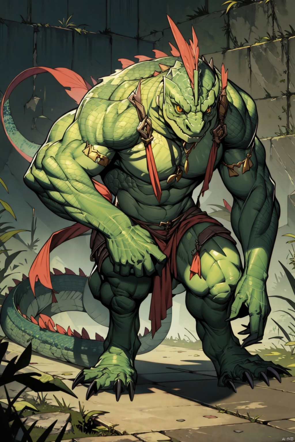  absurdres,absurdres,realistic,full_shot,, Lizard Man