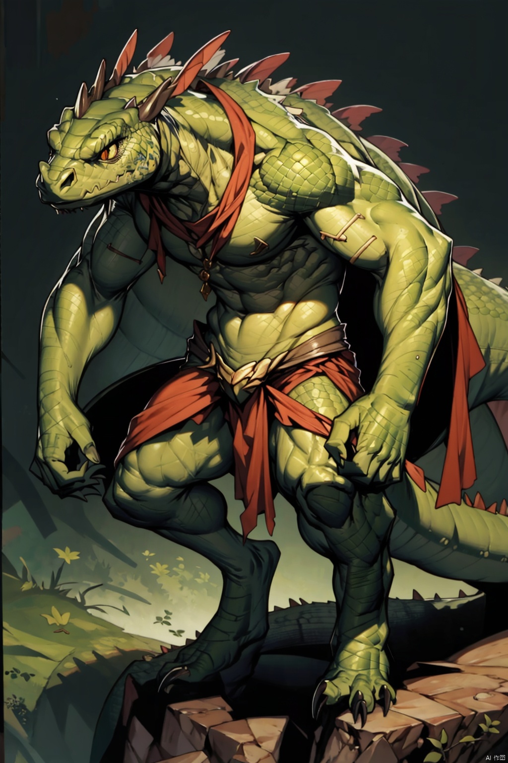  absurdres,absurdres,realistic,full_shot,, Lizard Man