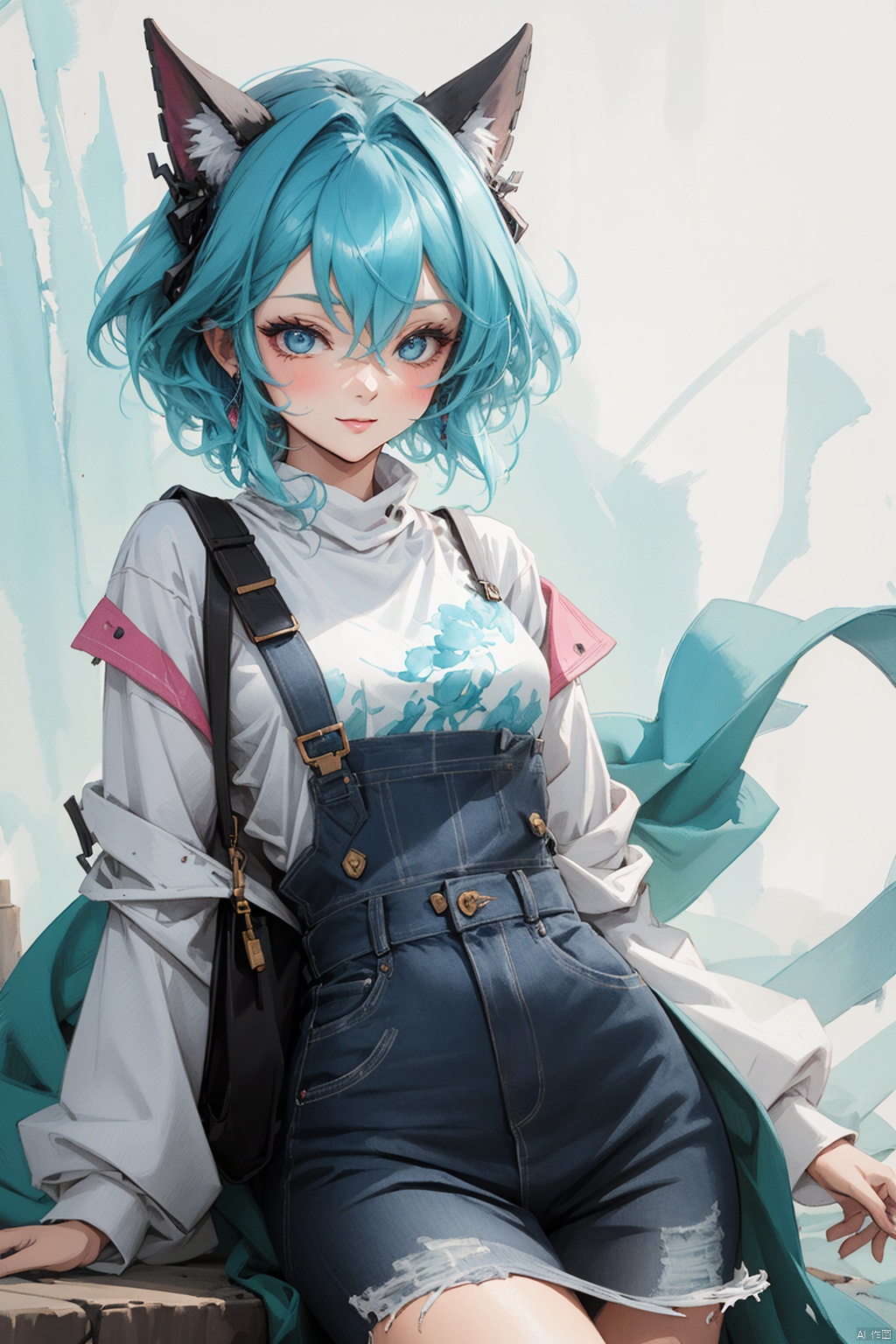  An illustration of a girl painted on paper, combining the vibrant colors of watercolor with the elegance of ink wash painting. The art form takes inspiration from the whimsical charm of manga, infusing it with the organic flow of watercolor pigments. Created with brushes and ink, the image showcases the beauty of fluid lines and translucent hues. The focus is on the girl's graceful posture and expressive features, capturing her personality with a combination of delicate ink details and vibrant watercolor washes. The overall image exudes a captivating blend of manga and watercolor aesthetics,