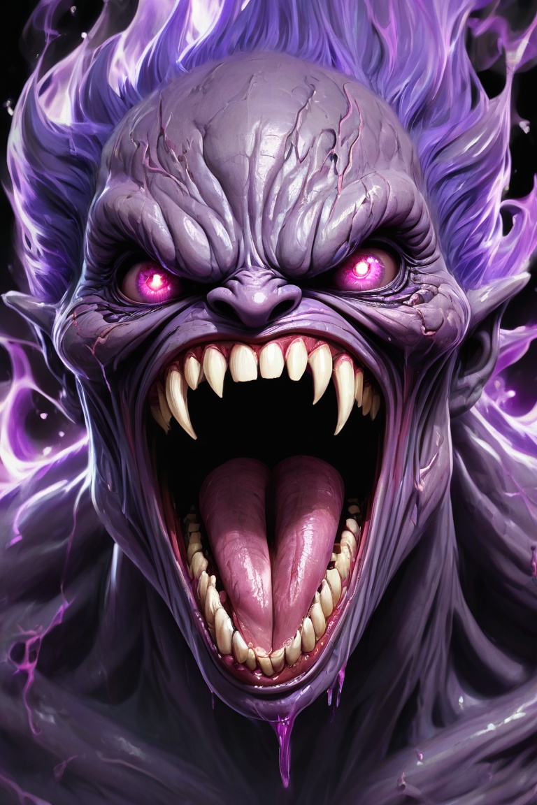 close up of a demon face monster turning into smoke,  screaming out or dispair ,  losing on thin air on Tensor.Art