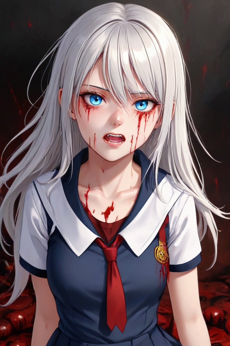 girl with a pretty face,  white hair,  blue eyes on Tensor.Art