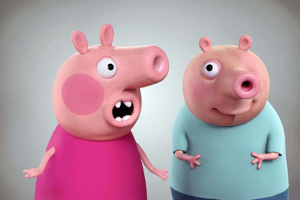 photo of creepy peppa pig,  big eyes on Tensor.Art