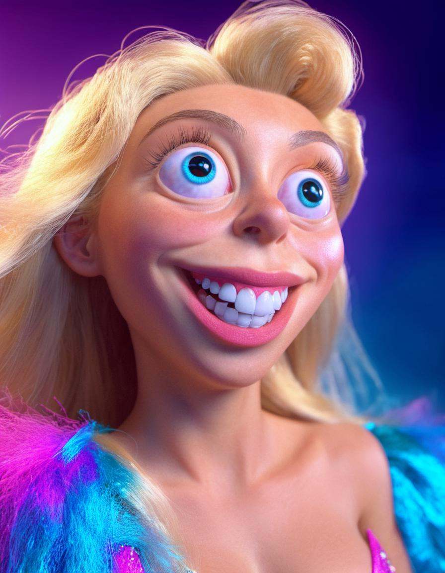 model extreme closeup photo of a hot crazy happy laughing blonde 80s model with long hair blowing in the wind and big eyes...