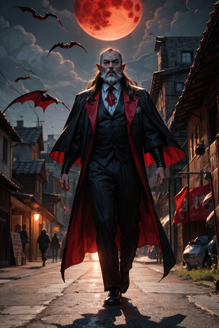 One old man ,  dracula ,  vampire face on Tensor.Art