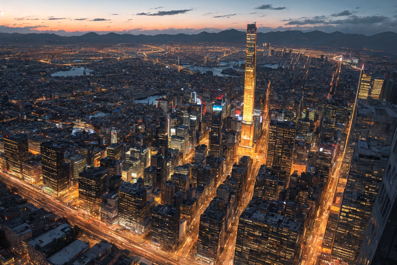 City,  at Twilight,  tilt shift on Tensor.Art