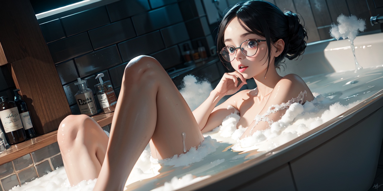 bubble bath,  foam mustache,  (covered in foam) on Tensor.Art