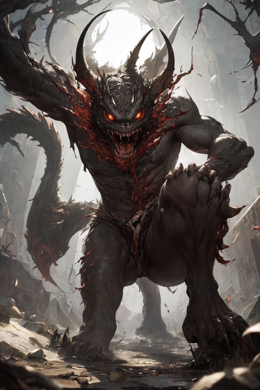 Generate hyper realistic image of a horrifying amalgamation of various animal parts,  stitched together with malevolent in...