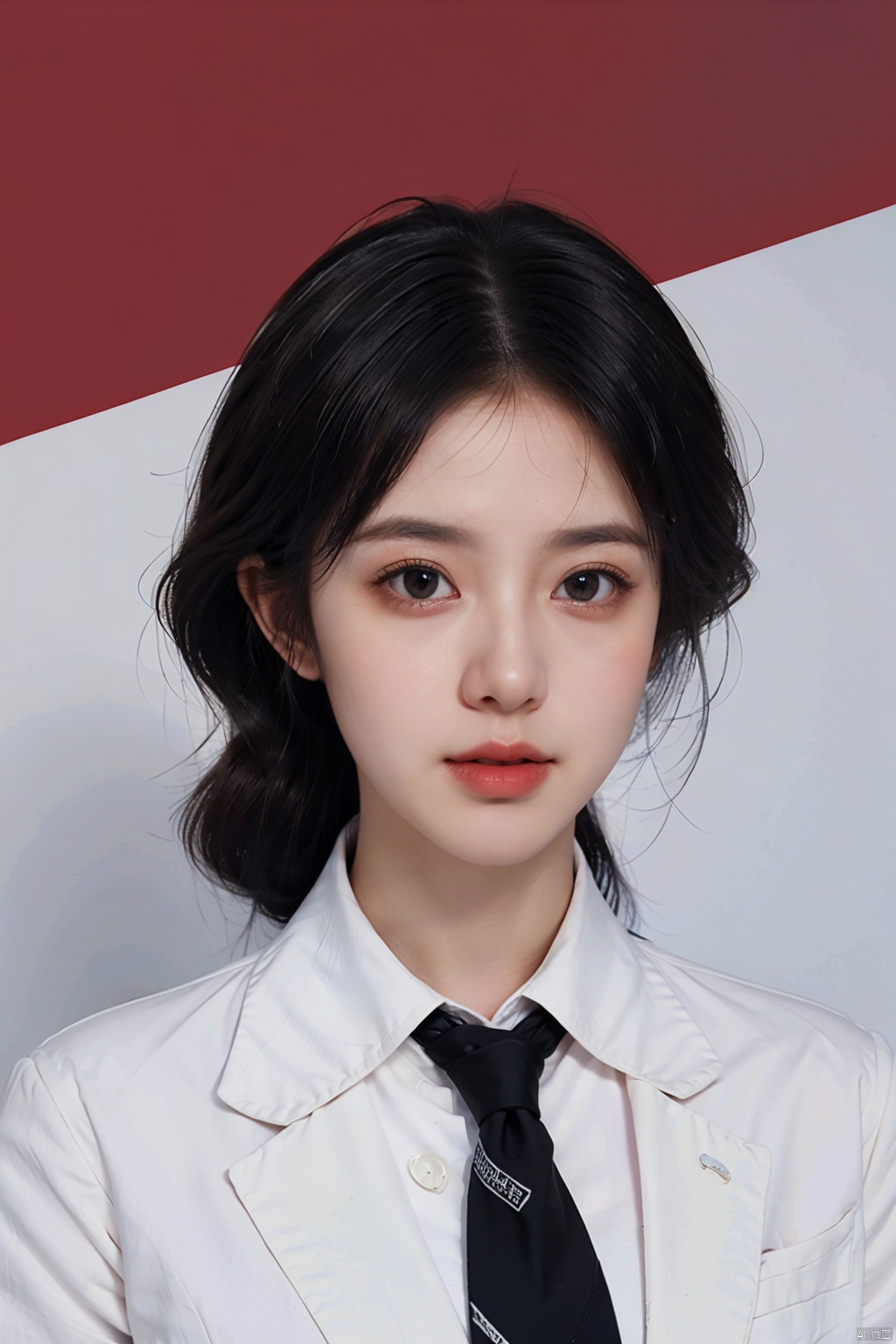 profile, (8k, RAW photo, best quality, masterpiece:1.2), (realistic, photo-realistic:1.37), ultra-detailed, 1 girl,cute, solo,The character is centered, beautiful colorful background, beautiful detailed eyes,((black_hair,)),(Large wavy curls:1.1),Black suit, pink tie<lora:EMS-2663-EMS:0.500000>, <lora:EMS-309664-EMS:0.800000>