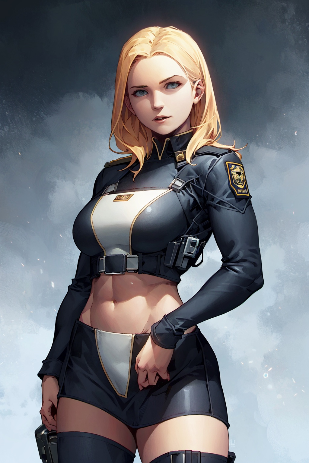 1girl,  solo female,  Blond policwoman on Tensor.Art