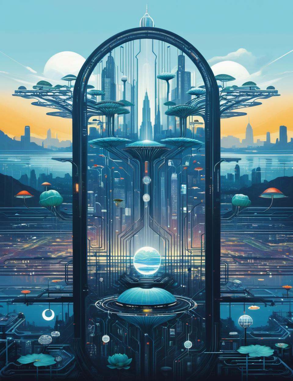 DonMC1rcu17Pl4nXL,  tech,  futuristic city on Tensor.Art
