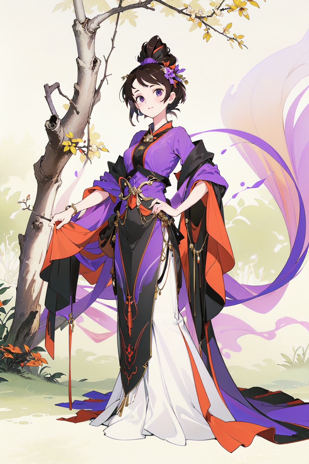 best quality,masterpiece,1 girl,full body,purple theme,