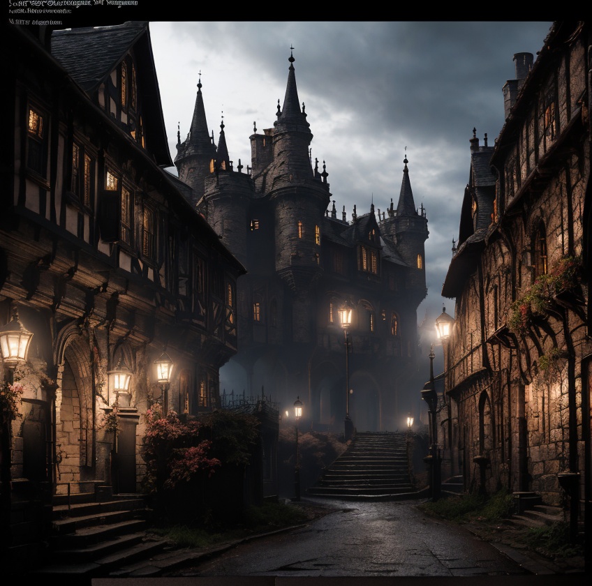 (masterpiece:1.2), (best quality,:1.2), 8k, HDR, ultra detailed, ((photorealistic)), professional light, cinematic lighting, fashion photography, ambient lighting, background, a dark medieval street leading to (a gothic castle on a hill),  Darkness, <lora:Darkness-10:1>,  epiCPhoto,