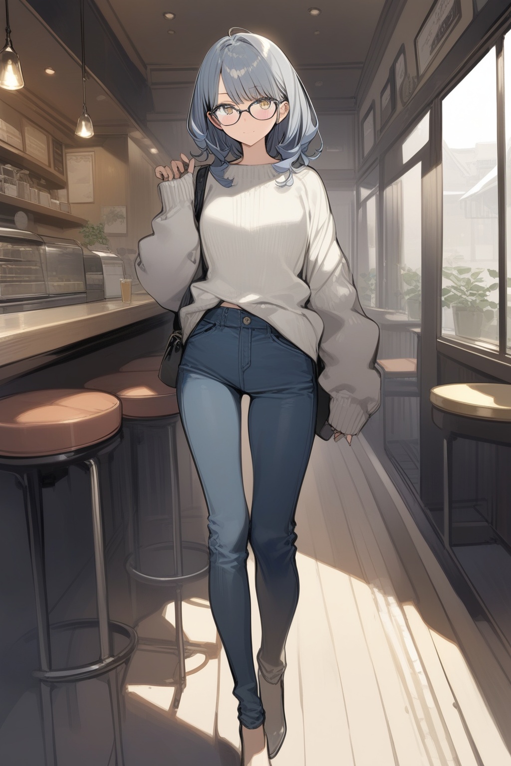 girl in cafe,  solo,  angel girl on Tensor.Art