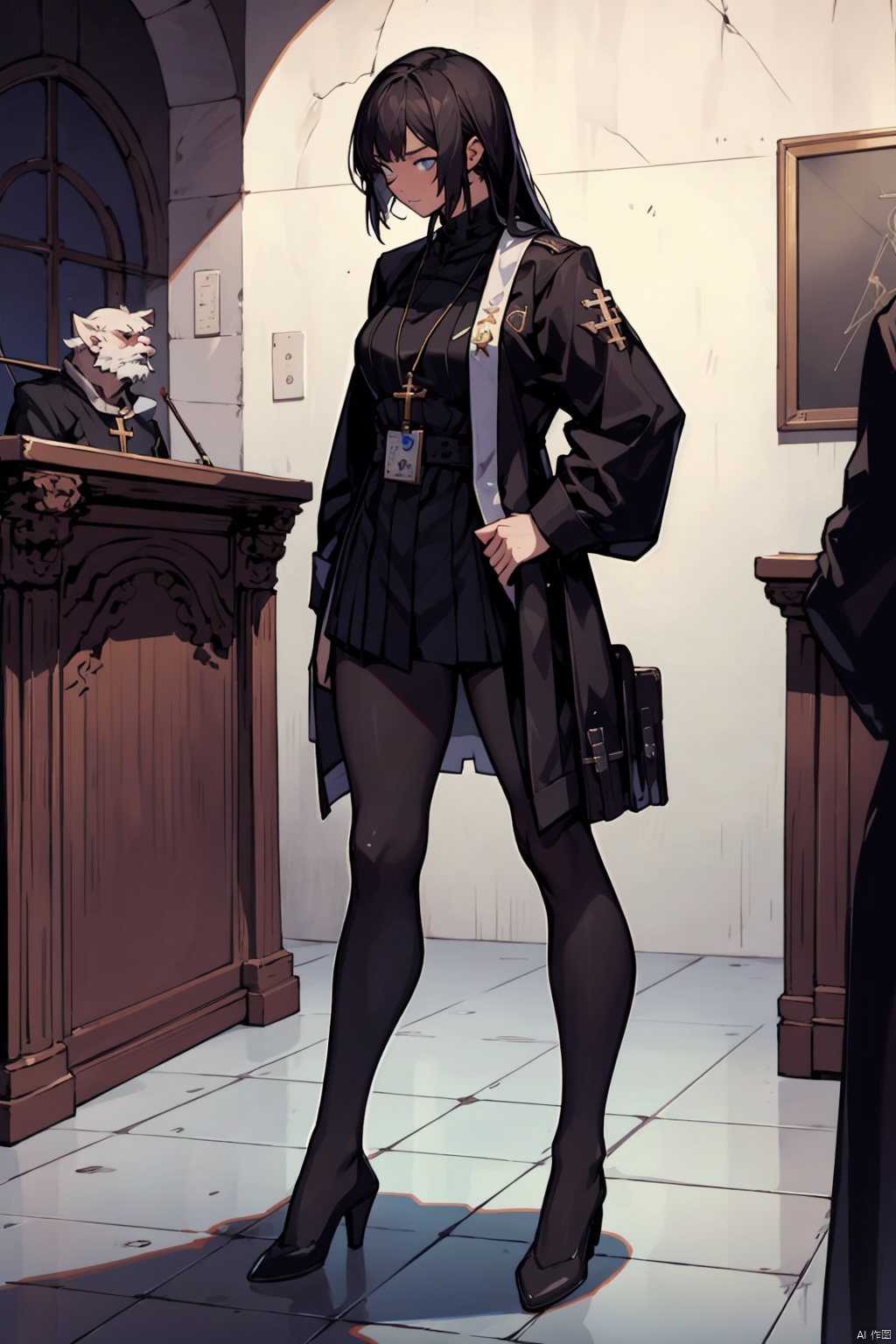  absurdres,absurdres,realistic,(full_shot:1.8), solo, 1girl, Occupation_Therapists_pastor