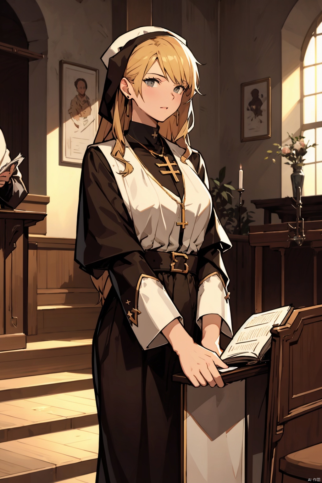  absurdres,absurdres,realistic,(full_shot:1.8), solo, 1girl, Occupation_Therapists_pastor