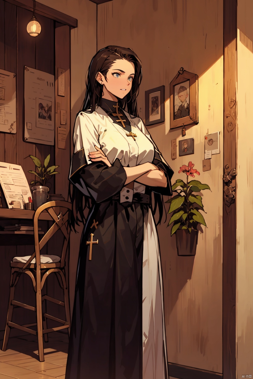  absurdres,absurdres,realistic,(full_shot:1.8), solo, 1girl, Occupation_Therapists_pastor