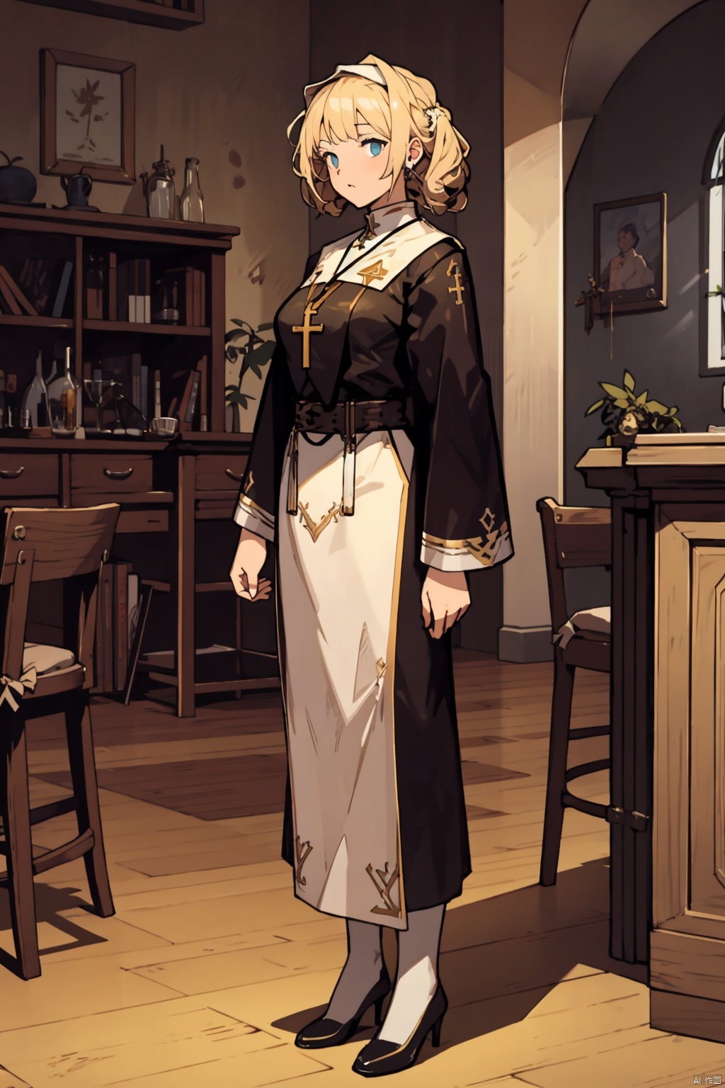  absurdres,absurdres,realistic,(full_shot:1.8), solo, 1girl, Occupation_Therapists_pastor