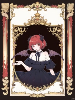 female,(masterpiece, best quality, ultra detailed, absurdres)1.5,white shirt black dress neck ribbon,1girl short hair,demonictech, red hair, bangs, sitting, from_behind, looking_at_viewer