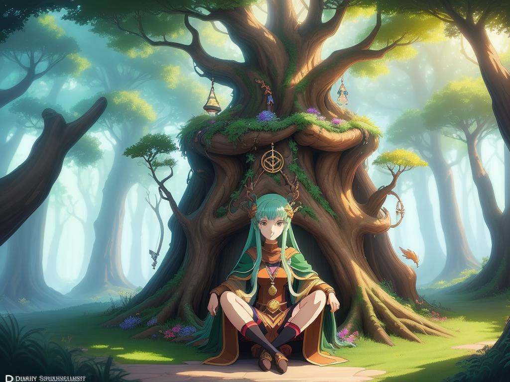 anime artwork druidic forest sanctuary . anime style,  key visual,  vibrant on Tensor.Art
