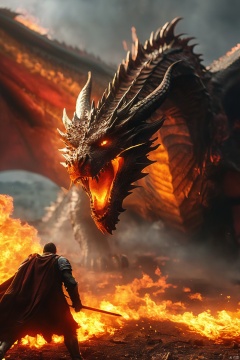 amazing quality, masterpiece, best quality, hyper detailed, ultra detailed, UHD, HDR, depth of field, perfect anatomy, view from far away,
a dragon attacking an army by using fire from the air, epic scene, movie-level special effects, middle Ages, darkness, doomsday scene,
, Bosstyle,
,
,
 angry,
,
 extremely detailed, BOSSTYLE