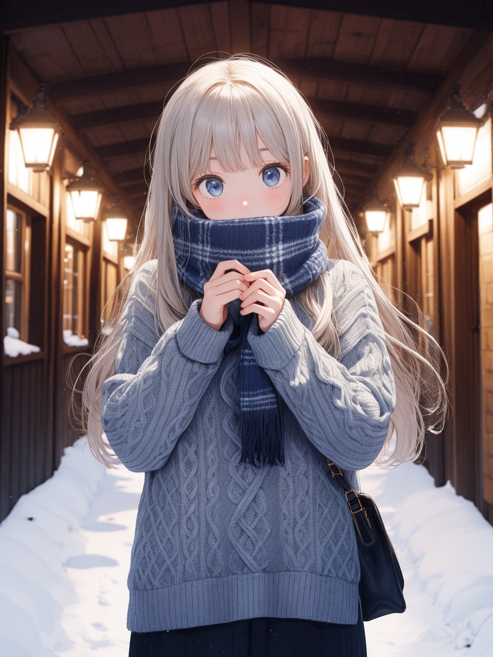 girl,  photograph,  muffler on Tensor.Art
